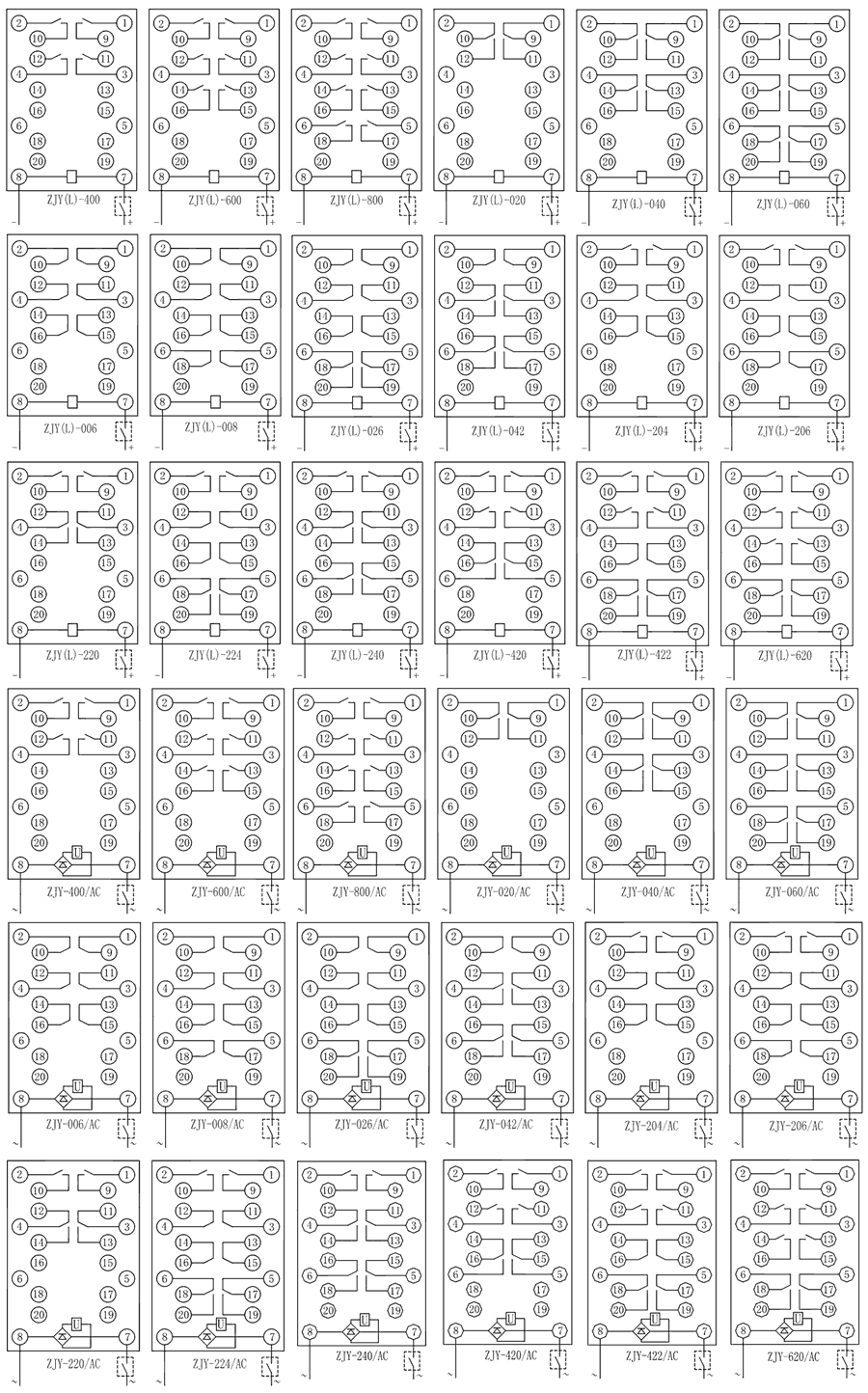 ZJY-330/AC斷電延時中間老龄产业内部接線圖